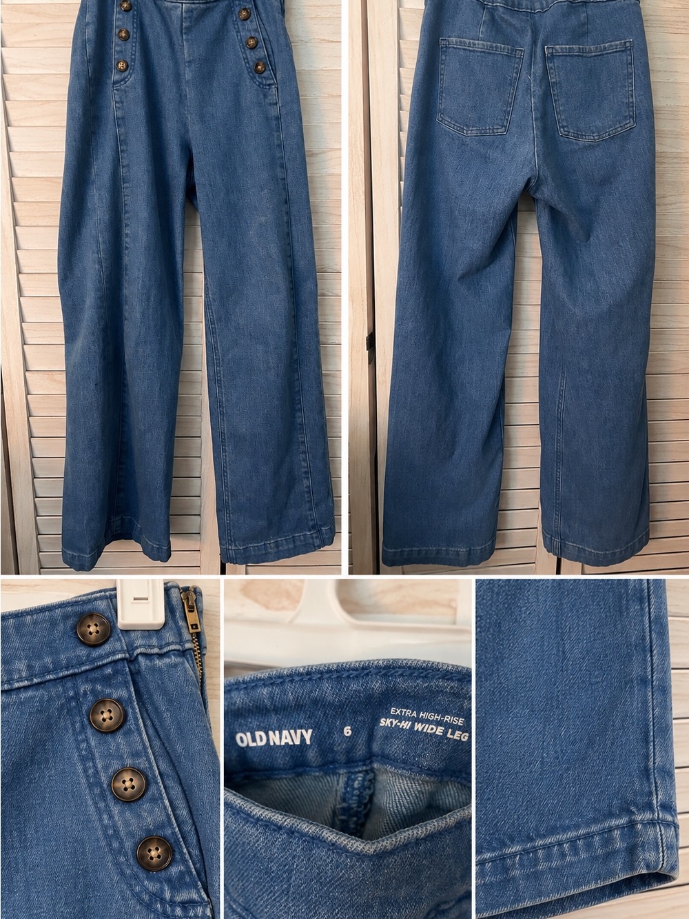 Old Navy Women’s 1970’s style Wide-Leg High-Rise Jeans in Blue Denim | Size 6